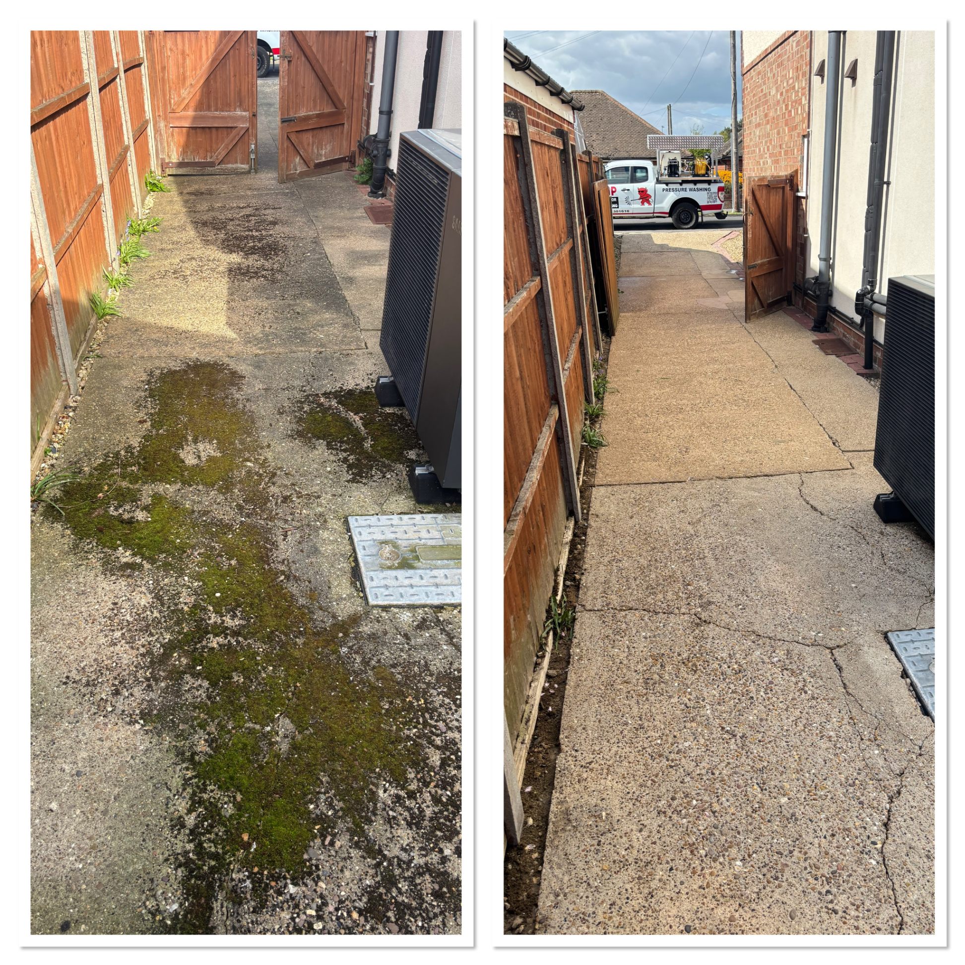 Before and after driveway pressure washing — Lincoln, photo 2