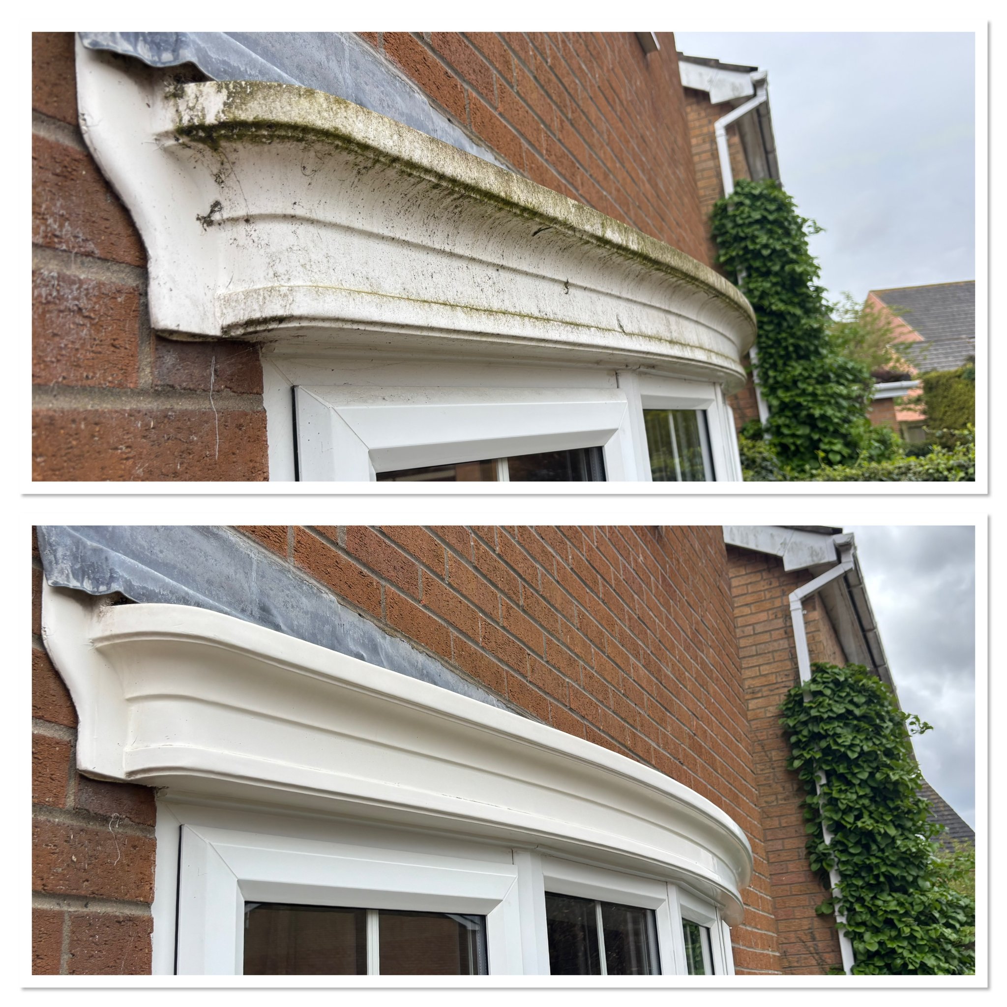 Before and after UPVC cleaning at a residential property in North Hykeham